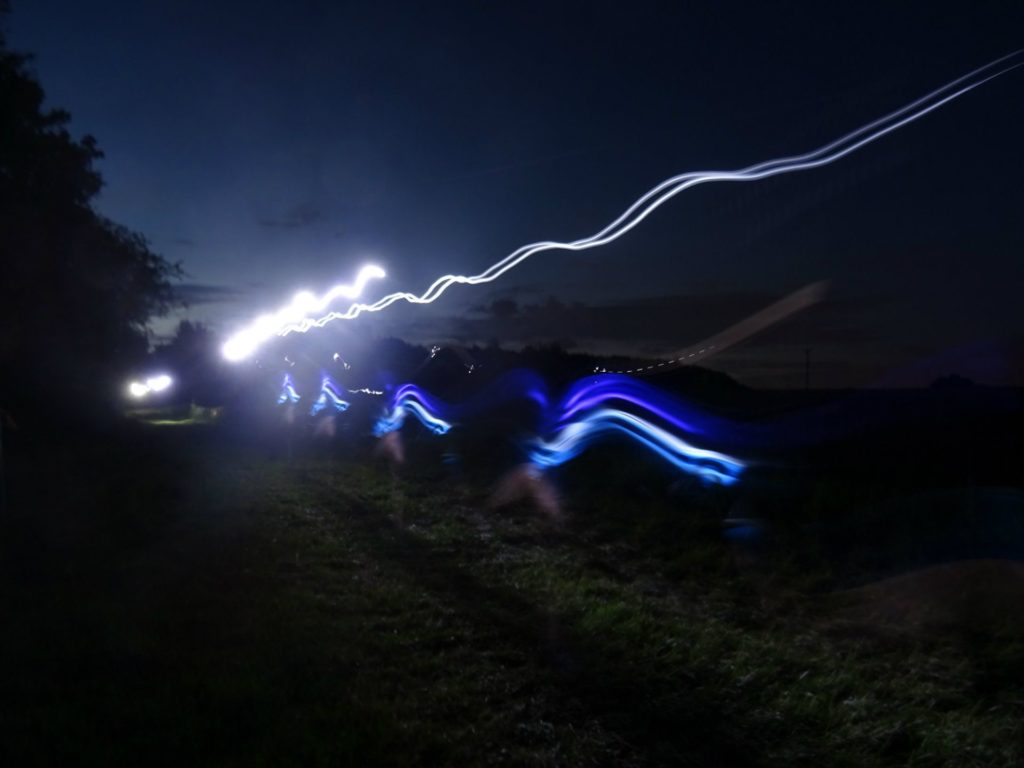 Lighting trails from runners with their headtorches